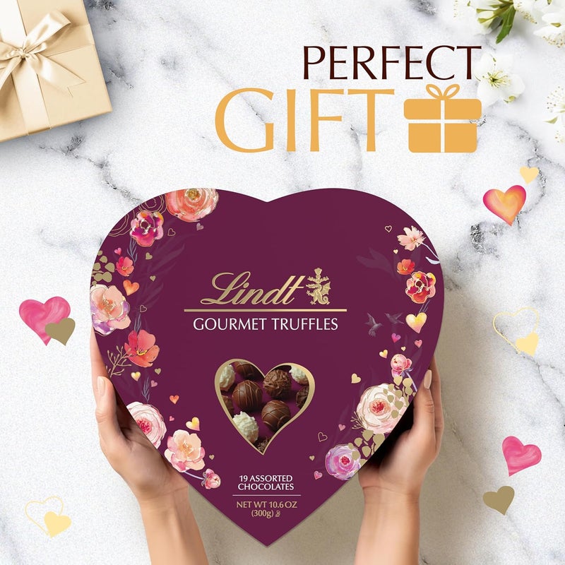 Lindt Valentine's Gourmet Truffles Assorted Chocolate Candy Heart, 10.6 oz - Image 4